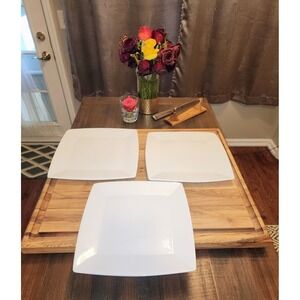 🔥 Target Home BASIC WHITE Square Embossed Dinner plate set of 3, 10 " 🔥
